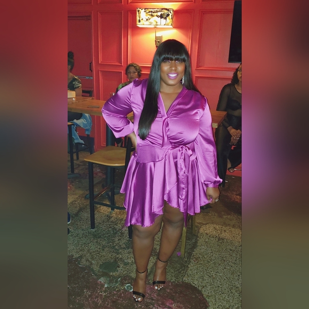 Boohoo Purple Midi Sundress with Bishop Sleeves